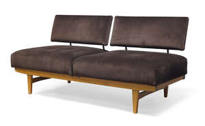 
	
		Walter Knoll (German 1876-1971), a two seater sofa daybed  
		c.1950  
		With brown...