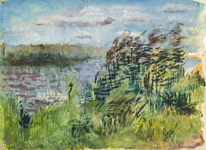
	
		Peter Foldes,  
		British/Hungarian 1924-1977 - 
		 
		Reeds and river, c.1946; 
		 
		