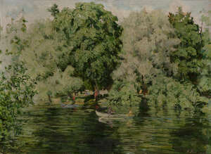 
	
		Nikolai Romadin, 
		Russian 1903-1987 - 
		
		Boating in a Park, 1957; 
		&nbsp;
		oil on...