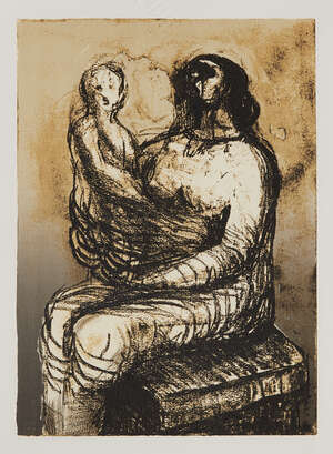 
	
		Henry Moore OM CH FBA, 
		British 18981986- 
		 
		Mother with Child on lap,...