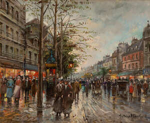 
	
		Antoine Blanchard, 
		French 1910-1988 - 
		Boulevard des Capucines; 
		 
		oil on...