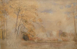 
	
		British School, early 19th century- Kensington Palace gardens; watercolour over pencil,...