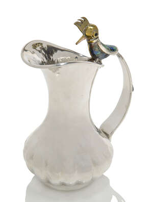
	
		A Los Castillo (Mexico) Plated, brass and soft enamelled jug 
		1939-1962, marked Los...