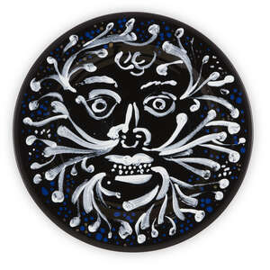 
	
		John Piper CH, 
		British b.1946- 
		 
		The Green Man, 1992; 
		 
		bone china plate in...