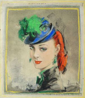 
	
		William Henry Barribal, British 1874-1952- Portrait of a lady, head and shoulders in a...