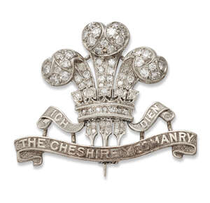 
	
		A diamond regimental sweetheart brooch, for the Cheshire Yeomanry  with pave diamond...