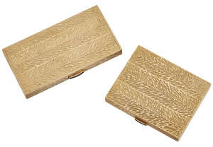 
	
		A matching 9ct gold cigarette case and compact, by Dunhill, the rectangular compact of...