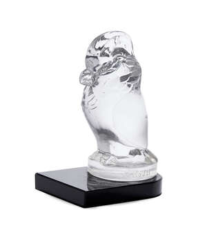 
	
		M Model, a French moulded glass car mascot 
		c.1930, signed within the mould
		Moulded...