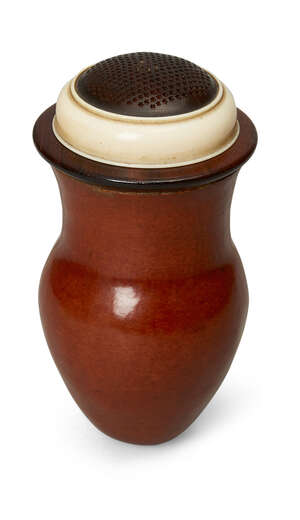 
	
		A Chinese gourd cricket cage, late 19th century, with finely pierced tortoiseshell cover...