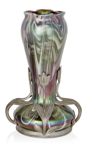 
	
		Josef Rindskopf Sohne (attributed) and Van Houten, 
		 
		Art Nouveau vase in mount,...