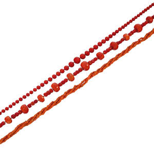 
	
		Three coral necklaces, comprising: a graduated bead single row, length 108.0cm; a single...
