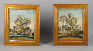 
	
		A pair of Theatrical tinsel pictures of St. George and the Dragon and St Andrew and the...