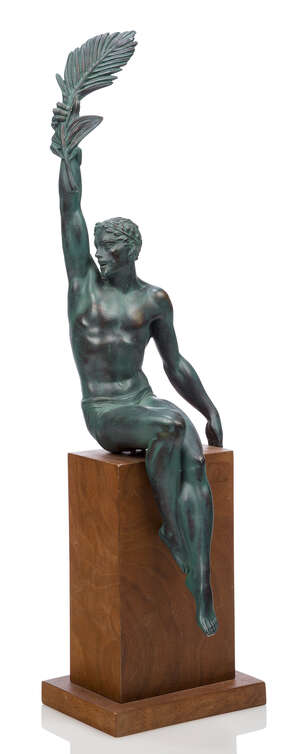 
	
		Pierre Le Faguays (1892-1962), a cold-painted spelter figure mounted on a replacement...