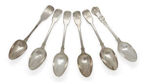 
	
		A set of four silver tablespoons, London, c.1825, William Chawner II, of fiddle pattern...