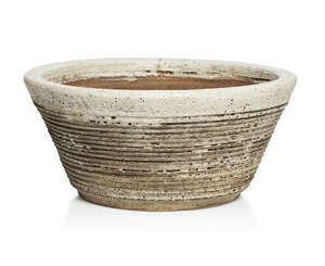 
	
		Dame Lucie Rie (1902-1995), a large stoneware planter 
		c. 1970, impressed seal to foot...