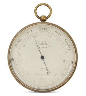 
	
		A Victorian brass aneroid barometer, by T. Cooke & Sons, London, late 19th century, the...