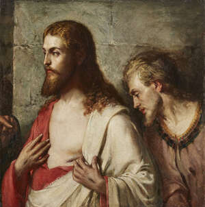 
	
		Circle of Carl Heinrich Bloch, 
		Danish 1834-1890- 
		 
		Christ and St Thomas;...