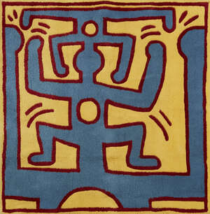 
	
		After Keith Haring,
		American 1958-1990-
		 
		Blue Men, c.1995-2000;
		 
		woven wool...
