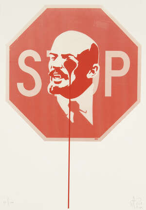 
	
		Pure Evil,
		British b.1968-
		 
		Stop Lenin, 2017;
		 
		screenprint in colours on...