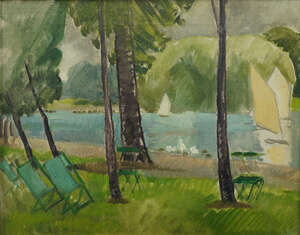 
	
		Beryl Sinclair,
		British 1901-1967-
		 
		Sketch of Regents Park;
		 
		oil on...