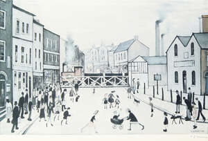 
	
		Laurence Stephen Lowry RBA RA, 
		British 1887-1976-
		 
		The Level Crossing,...