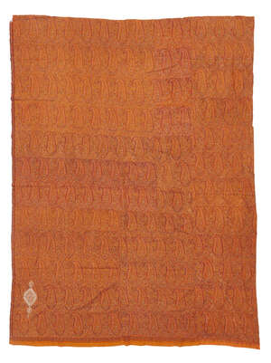 
	
		A Termeh wool shawl, Iran, 19th century, of rectangular form, the orange ground woven...