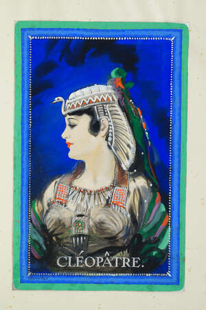 
	
		William Henry Barribal, British 1874-1952- Cleopatra; black and coloured chalk, signed,...