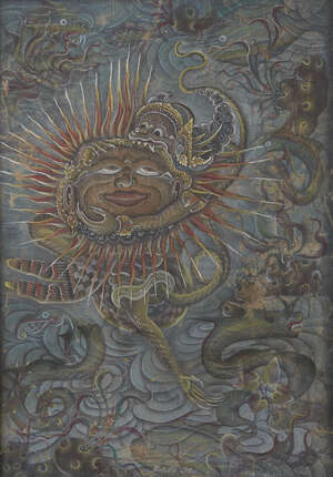 
	
		DEWA MADE SEK (Balinese, 20th century), tempera on canvas, fish with human features,...