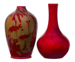 
	
		Bernard Moore (1850-1935), a Flambé vase decorated with fish, and another vase  
		