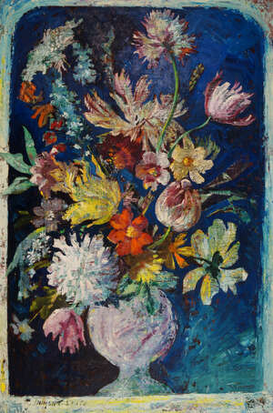 
	
		Robert Dumont-Smith, 
		British 1908-?-
		 
		Still life of Flowers in an...