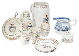 
	
		Ten pieces of Chinese export porcelain, 18th-19th century, comprising a mug, 16.5cm high,...