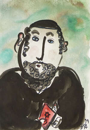 
	
		Dora Holzhandler,
		French/British 1928-2015-
		 
		A rabbi, 1999;
		 
		watercolour and...