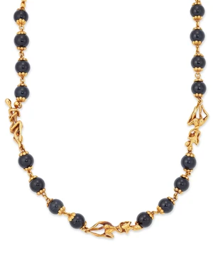 Graff. A dyed agate bead necklace, composed of dyed agate beads, with lobed caps, and spacers...