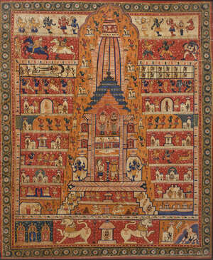 
	
		The Jagannath temple in Puri, Orissa, first half 20th century, opaque pigments and...