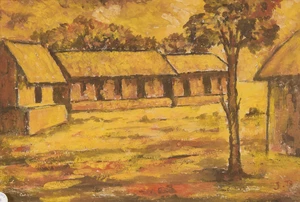 Jamini Roy (Indian 1887-1972), The village school, 
signed lower right J.R., 
oil on card,
30.5...