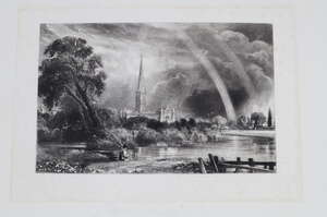 
	
		David Lucas, 
		British 1802-1881-
		 
		Salisbury Cathedral, after John Constable RA;...