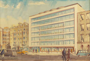 
	
		Bernard J W Bowerman, British 1911-1970- R Seifert FRIBA, 28 Gt Ormond Street WC1;...
