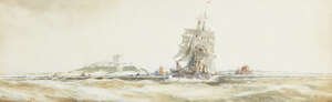 
	
		Frank Henry Mason RBA RI RSMA, 
		British 1875-1965-
		Off Bamborough;
		watercolour...