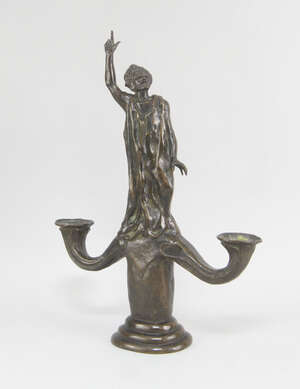 
	
		Benno Elkan OBE (1877-1960), a patinated bronze figural candelabra
		'Samuel', c.1930,...