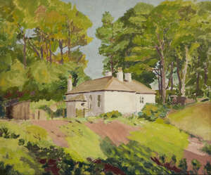 
	
		Forrest Hewit, 
		British 1870-1956 - 
		 
		White house amongst trees;
		 
		oil on...