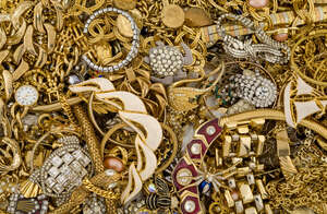 
	
		A large quantity of costume jewellery, including 20th century paste and coloured paste...
