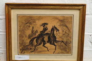 
	
		Constantin Guys, 
		French 1802-1892-
		 
		Elegant riders in woodland;
		 
		Pen and...
