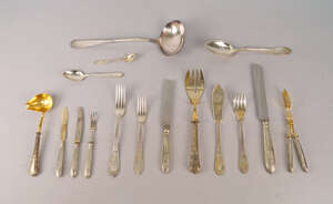 
	
		A Polish silver canteen of cutlery, Bratbia Hempel, Warsaw, Poland, after 1920, stamped...