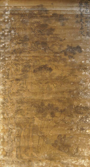 
	
		MANNER OF ZHAO MENGFU, ink and colour on paper, large hanging scroll, birds amongst...