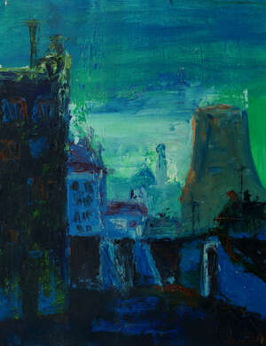 
	
		Attributed to Alexander Robertson,
		British 1916-1992- 
		 
		Maryhill;
		 
		oil...