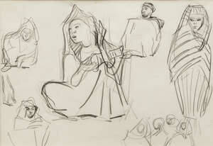 
	
		Attributed to Alethea Garstin RHA, British 1894-1978- Figure studies; charcoal drawing,...