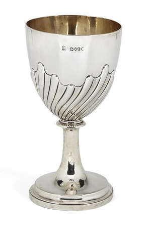 
	
		A Victorian silver goblet, London, c.1881, Daniel & Charles Houle, of half lobe twist...