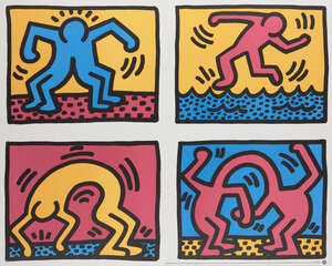 Keith Haring, American 1958-1990, Pop Shop Quad II, 1988 (poster); lithograph in colours on...