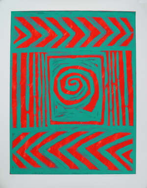
	
		Kate Whiteford OBE, Scottish b.1952- Double Chevron and Spiral, 1989; screenprint in colors...