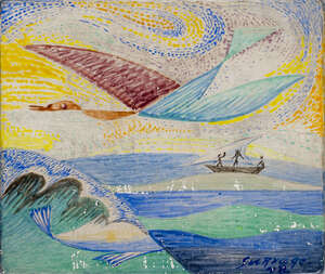 
	
		Leopold Survage, 
		Russian/French 1879-1968- 
		 
		Composition à l'oiseau, 1948;...